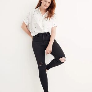 Madewell 9 inch mid rise skinny jeans distressed